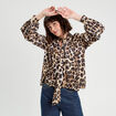 Blouse col lavallière beige femme