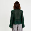 Blouse brod&eacute;e volant&eacute;e vert fonc&eacute; femme