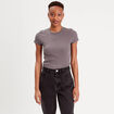 T-shirt manches courtes côtelé gris foncé femme