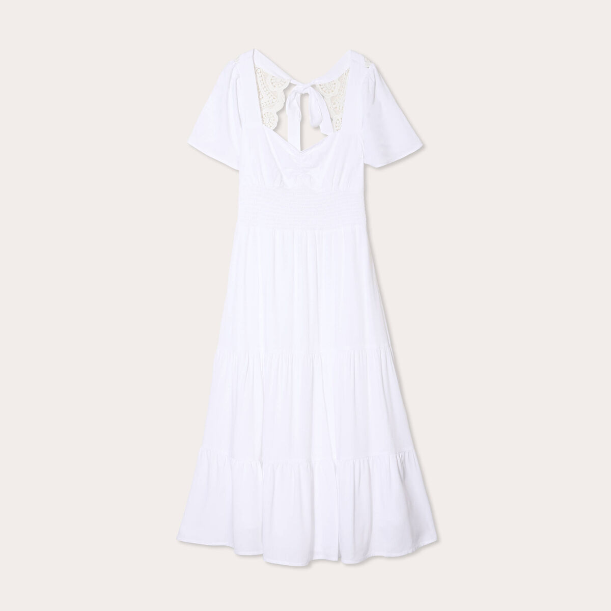 Robe longue évasée blanc femme