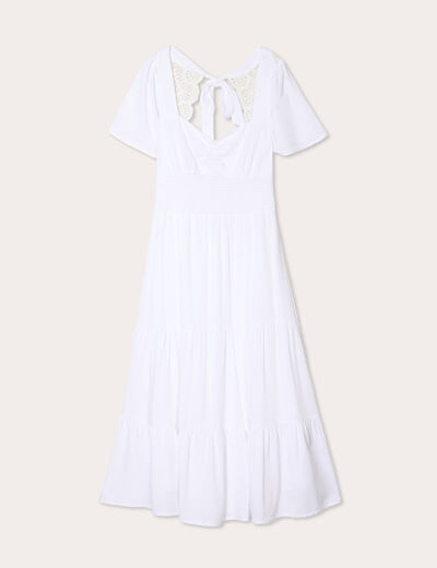 Robe longue évasée blanc femme