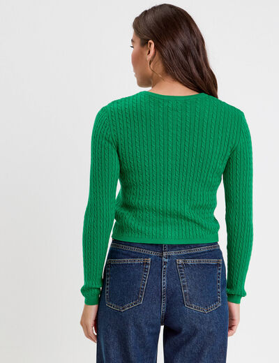 Gilet ajust&eacute; en coton manches longues vert pastel femme
