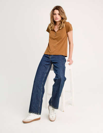 T-shirt manches courtes marron femme