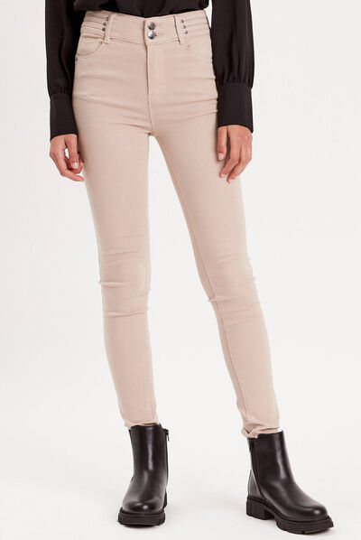 Jeans skinny push up beige femme