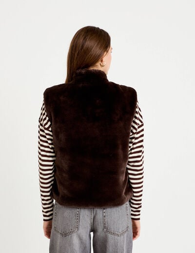 Veste r&eacute;versible sans manches marron fonc&eacute; femme