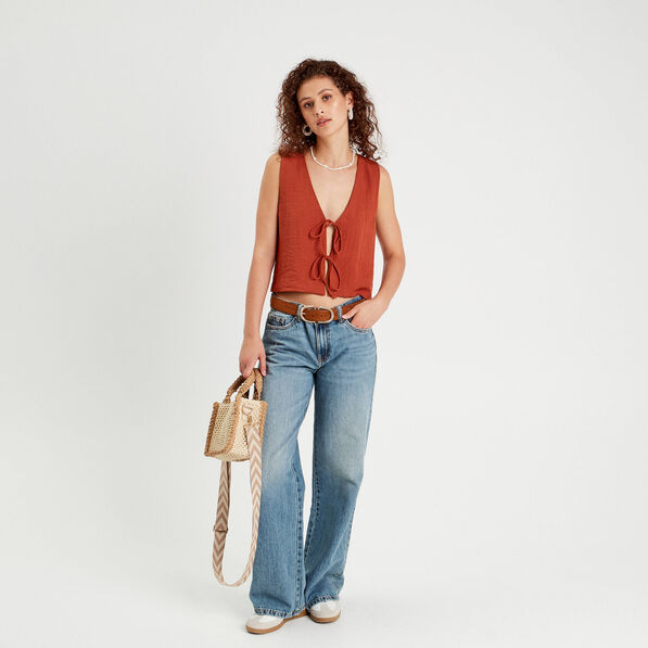 gilet sans manches noue vieux rose femme Gilet sans manches noué vieux rose femme