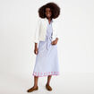 Robe longu&eacute; brod&eacute;e manches courtes bleu roi femme