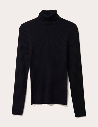Pull c&ocirc;tel&eacute; col roul&eacute; noir femme