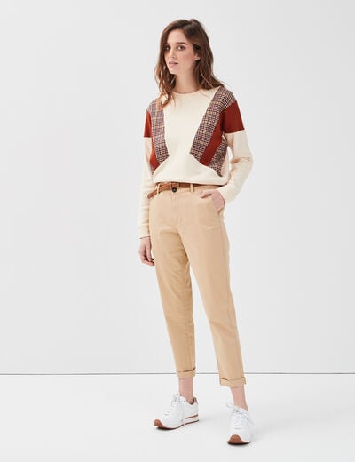 Pantalon chino 7/8ème beige femme