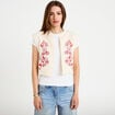 Gilet sans manches brod&eacute; blanc femme