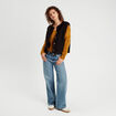 Pull manches longues col en V camel femme