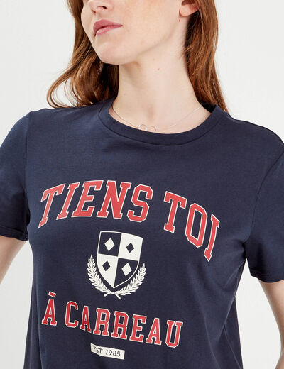 T-shirt manches courtes bleu marine femme