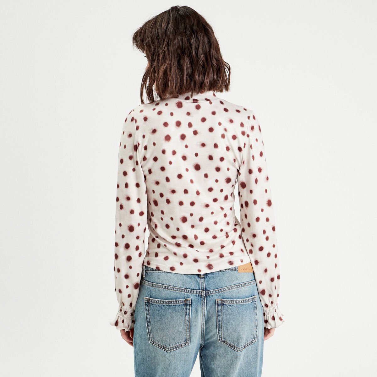 T-shirt col montant blanc femme