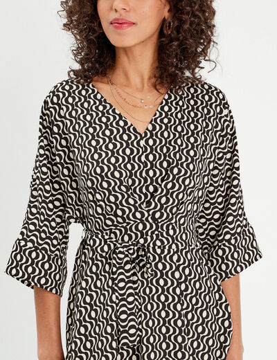 Robe évasée manches 3/4 blanc femme