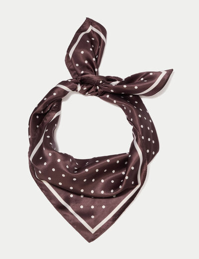 Foulard aspect satin&eacute; soyeux marron fonc&eacute; femme