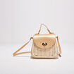 Sac arrondi en paille couleur or femme