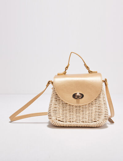 Sac arrondi en paille couleur or femme
