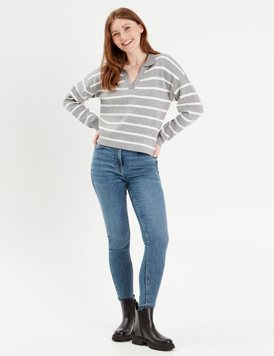 Jeans skinny taille haute denim double stone femme