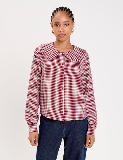 Blouse col claudine bordeaux femme