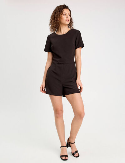 Combishort ajustée noeud dos noir femme