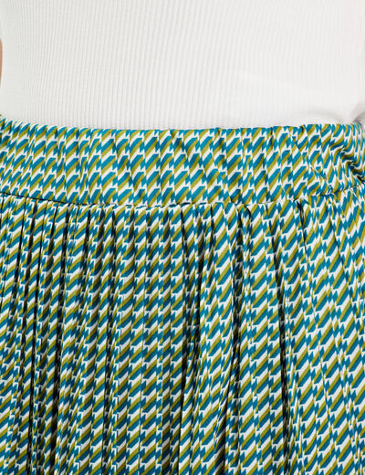 Jupe midi évasée plissée blanc femme