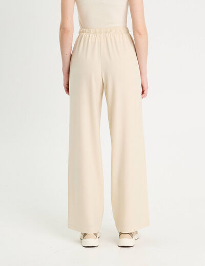Pantalon large ivoire femme