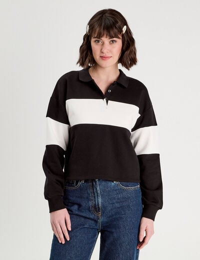 Polo manches longues noir femme