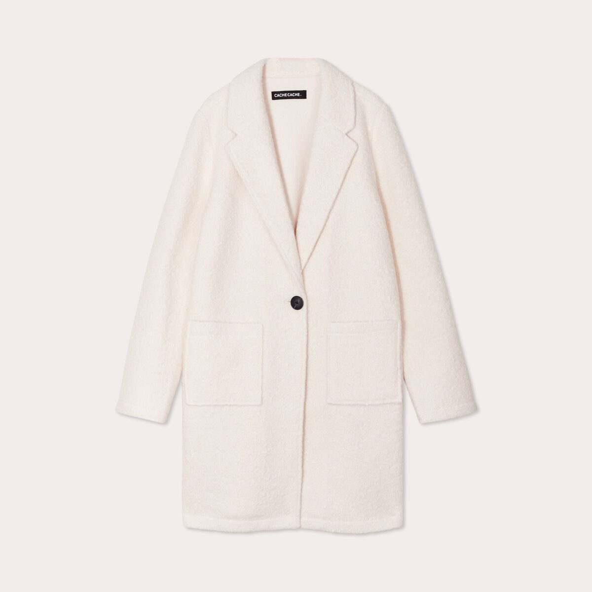 Manteau ample bouclette ecru femme