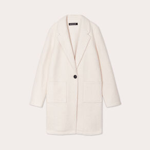 Manteau ample bouclette ecru femme
