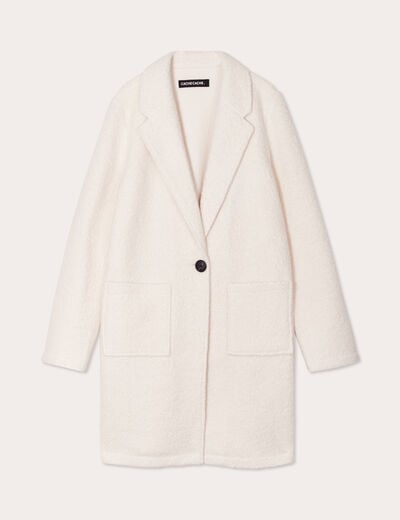 Manteau ample bouclette ecru femme
