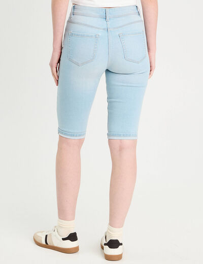 Bermuda skinny en jean denim bleach femme
