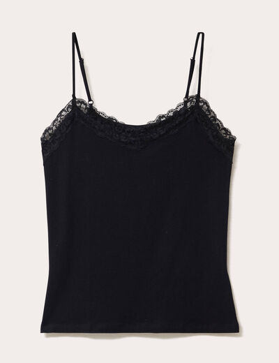 D&eacute;bardeur ajust&eacute; d&eacute;collet&eacute; dentelle noir femme