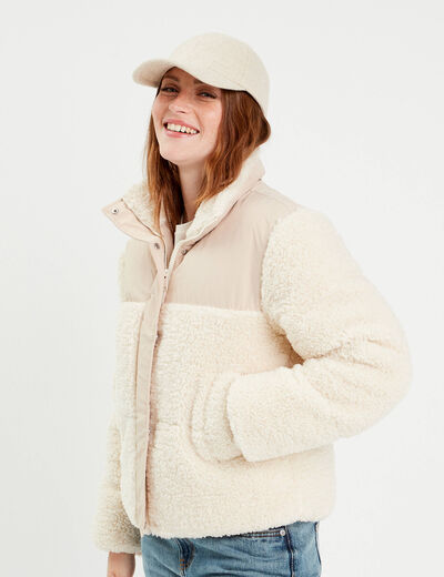 Doudoune effet polaire ecru femme