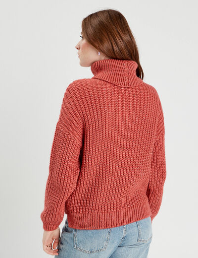 Pull avec col roulé vieux rose femme