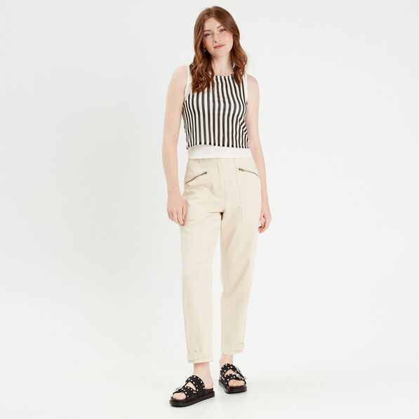 Pantalon cargo bas resserré sable femme