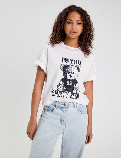 T-shirt manches courtes blanc femme
