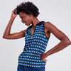 Polo sans manches bleu femme