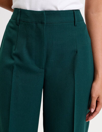 Pantalon large ventre plat vert foncé femme