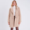 Manteau droit boutonné beige femme