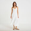 Robe longue &eacute;vas&eacute;e &agrave; fines bretelles ecru femme