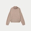 Pull col montant manches longues taupe femme