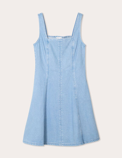 Robe chasuble trapèze en jean denim bleach femme