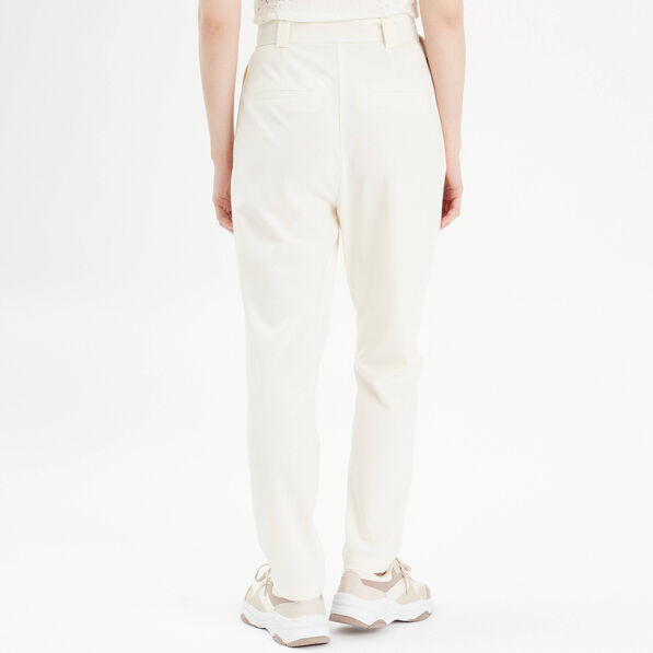 pantalon cigarette ceinture ecru femme Pantalon cigarette ceinturé ecru femme