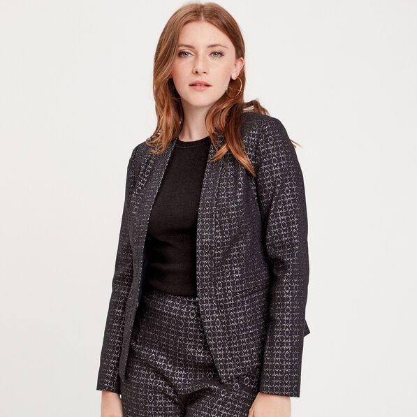 Veste blazer ajustée bleu marine femme