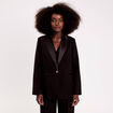 Veste col tailleur manches longues noir femme
