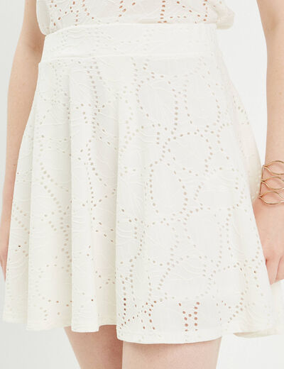 Jupe évasée broderie anglaise ecru femme