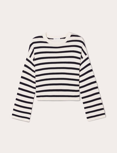 Pull court manches pagodes blanc femme