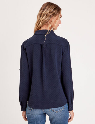 Chemise manches longues bleu marine femme
