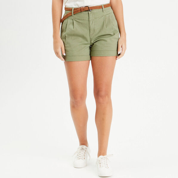 short chino ceinture vert kaki femme Short chino ceinturé vert kaki femme
