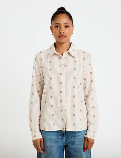 Chemise droite manches longues sable femme